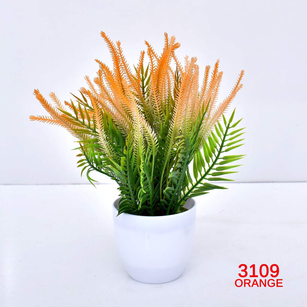 TIB / COD P3109 TIB / BUNGA PLASTIK / BUNGA TANAMAN DEKORASI-ORANGE