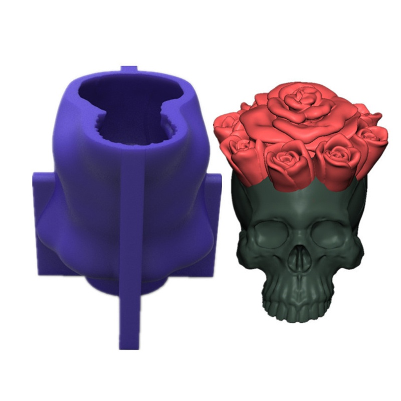 SIY  3D Rose Skull Candle Epoxy Resin Mold Plaster Soap Silicone Mould DIY Crafts Home Ornaments Casting Tools