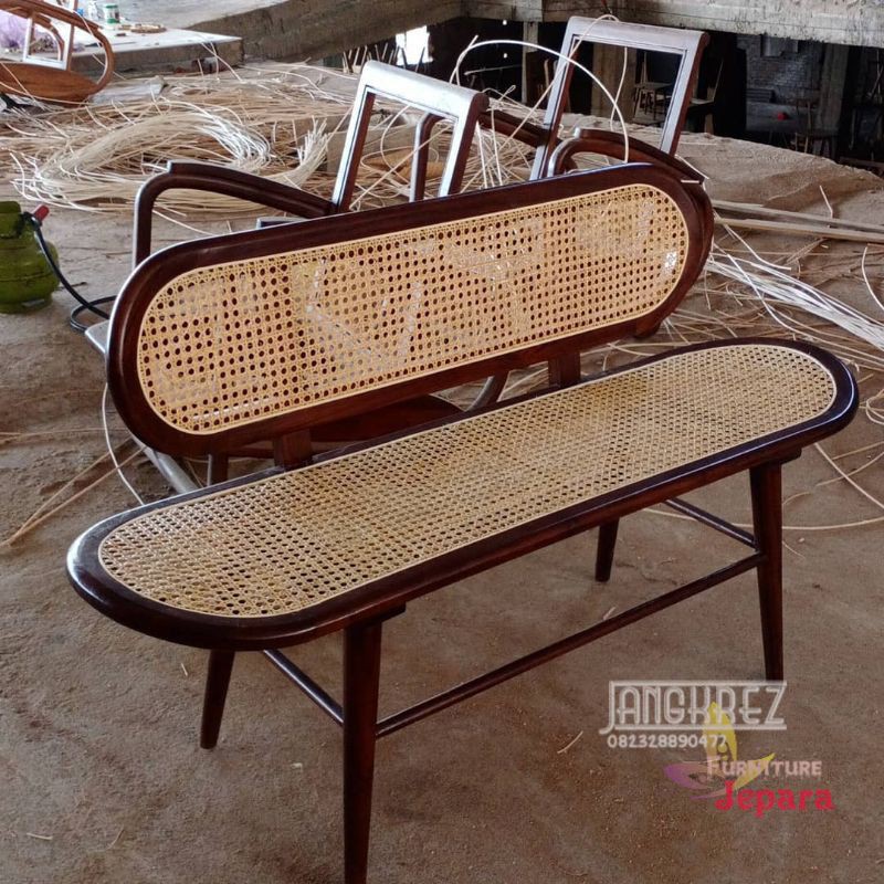 bangku teras jati rotan