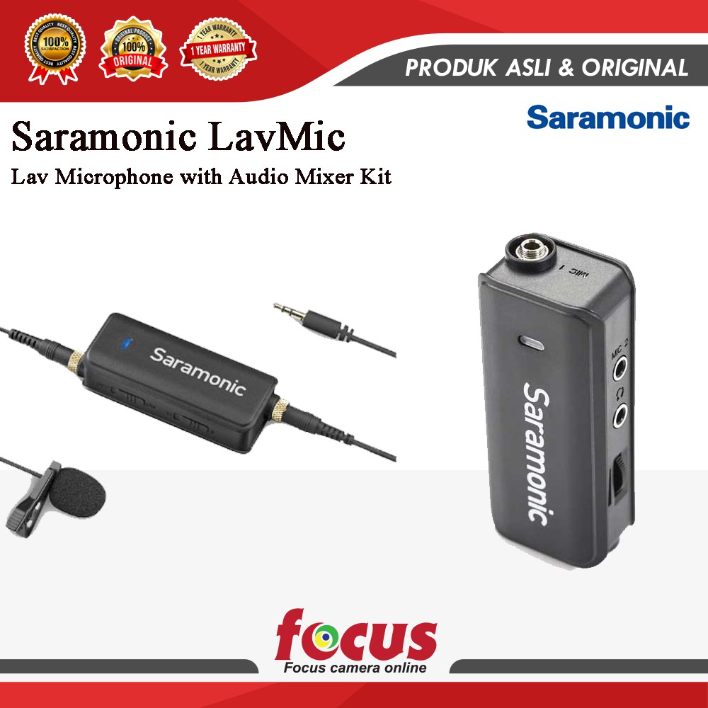 Saramonic LavMic Lav Lavalier Mic Microphone with Audio Mixer Kit