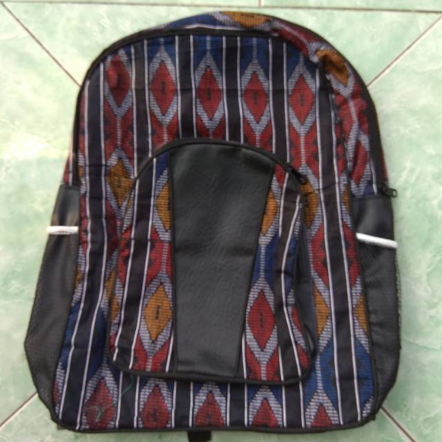 TAS RANSEL BATIK KOMBINASI KULIT SINTETIS 46x30x10 cm - TAS GENDONG ANAK PRIA WANITA COUPLE - MURAH