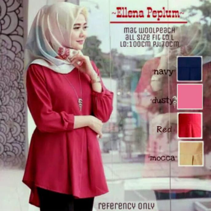 BAJU ATASAN WANITA ELLENA PEPLUM BLOUSE TUNIK BAJU MUSLIM