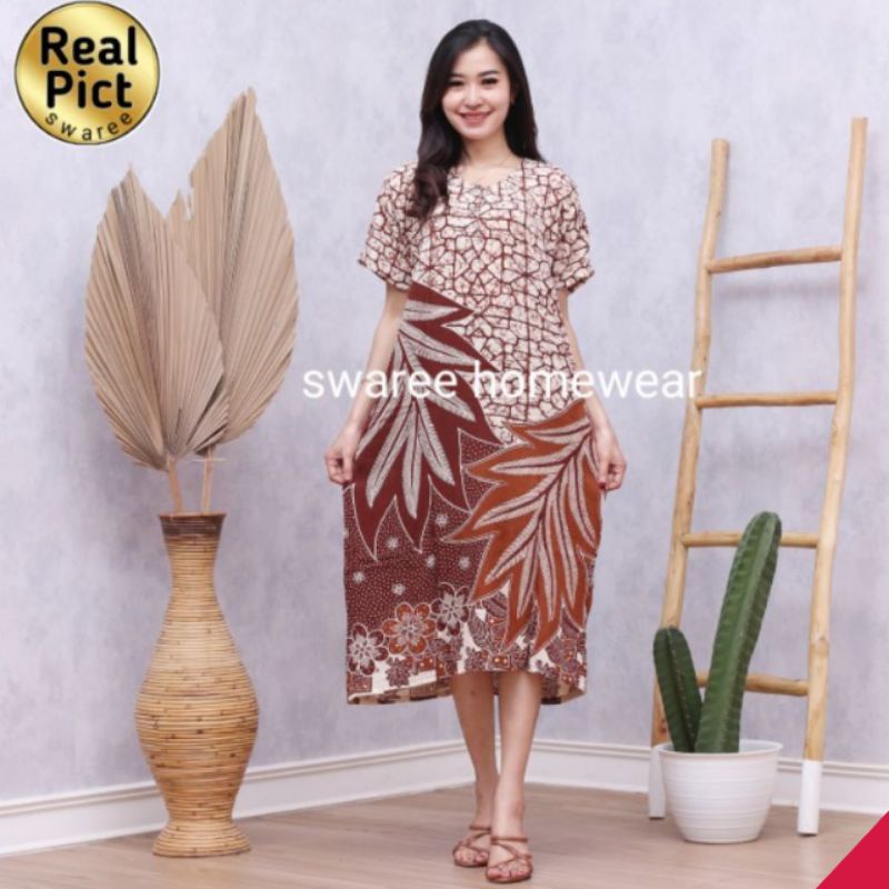 Baju Wanita Kekinian Pakaian Remaja Perempuan Cewek Dewasa Lengan Pendek Busui Ibu Menyusui Bahan Rayon Model Fashion Busui Friendly Casual Santai Tidur Harga Grosir Murah Terbaru Modis Ukuran Size LD105 Dress Motif Batik Pekalongan Bisa COD Gratis Ongkir