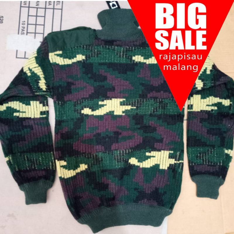 RPM Sweater Pria Army Loreng Hitam Hijau Sweater Rajut LORENG MALFINAS