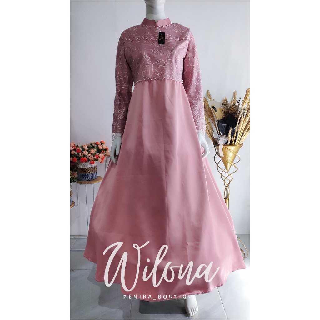 WILONA BAJU PESTA / dress tulle bordir berpayet / couple kondangan / bumil / wisuda / bridesmaids