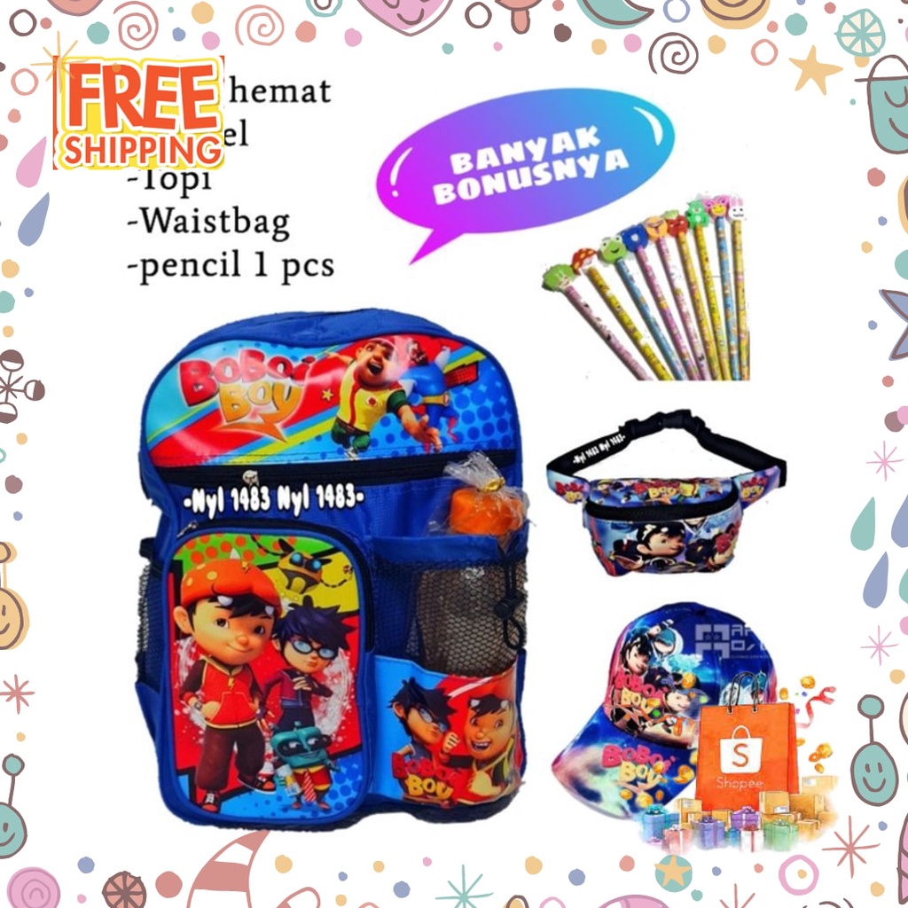 tas sekolah cowok anak lakilaki Laki pria Style model terbaru /  Tas ransel anak sekolah boboiboy ba