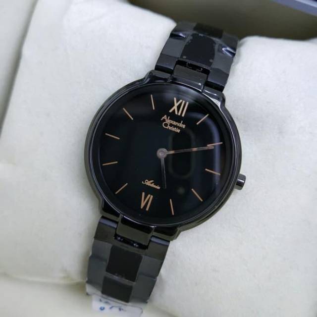 JAM TANGAN WANITA ALEXANDRE CHRISTIE AC 8604 BLACK LIST ROSEGOLD ORIGINAL