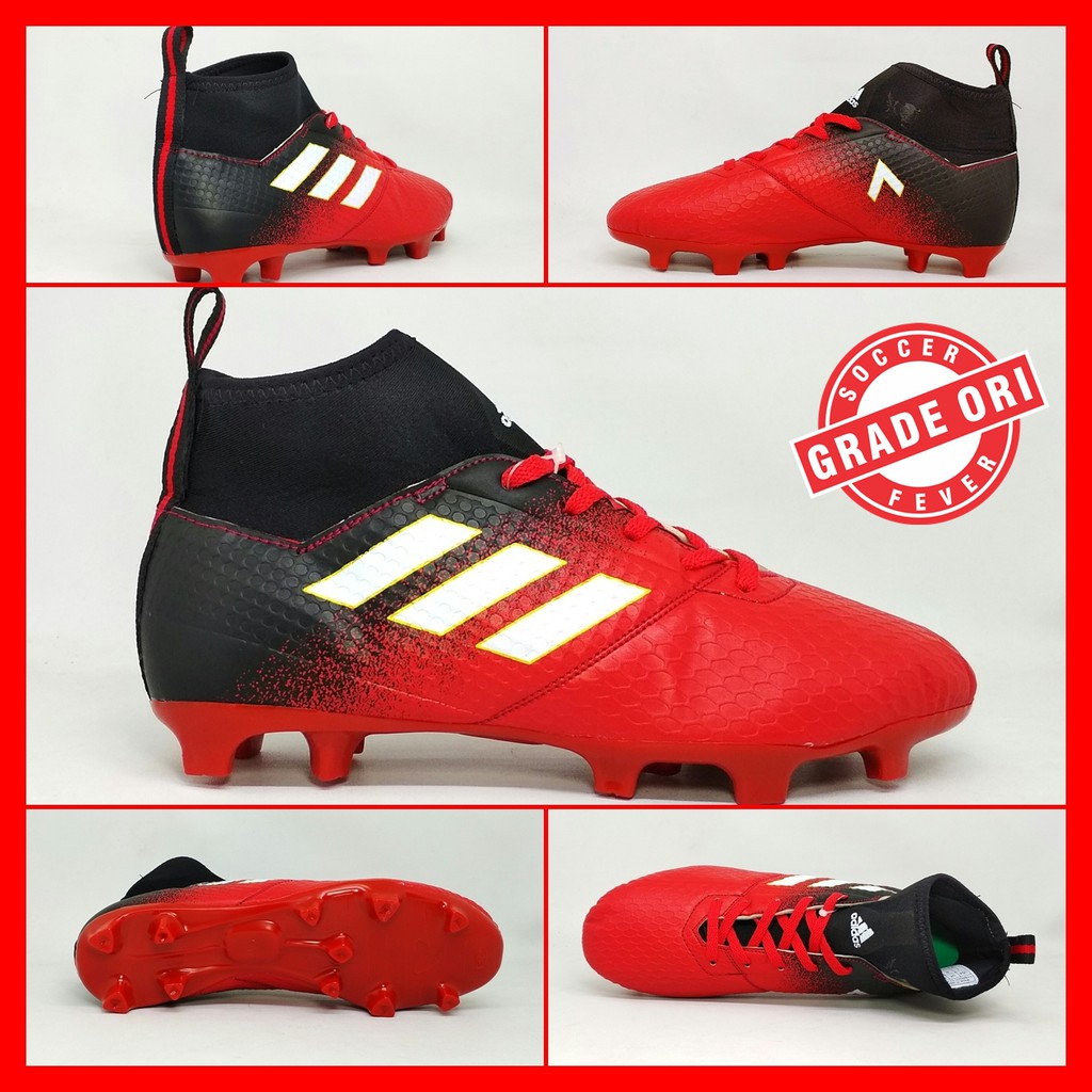 Sepatu Sepak Bola Anak Adidas Ace Merah Hitam Boot Grade Original Kids Terbaru 2018