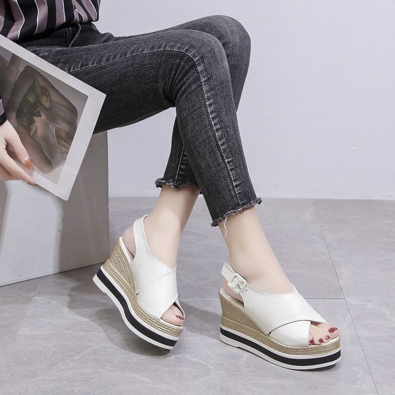 Sepatu Wedge Wanita Import Tali X GO20