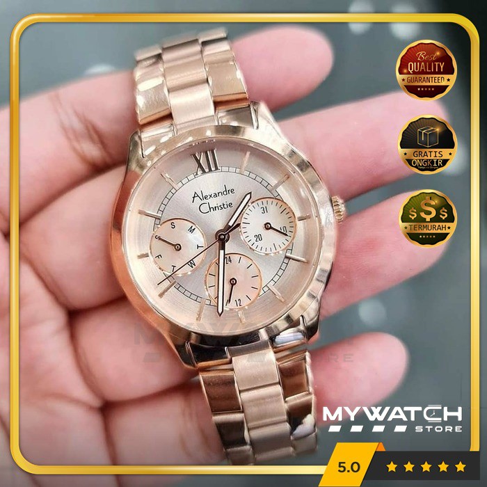 Jam Tangan Wanita Alexander Christie AC 2815 Alexandre AC2815 Rosegold Original