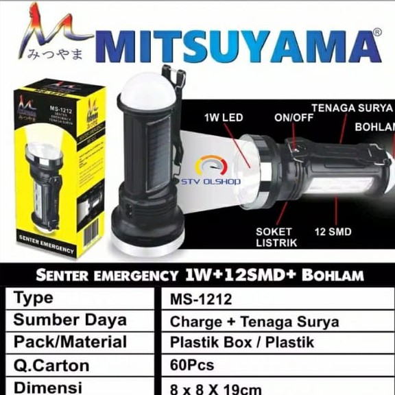 Senter Mitsuyama 1W + 12SMD + Bohlam MS 1212