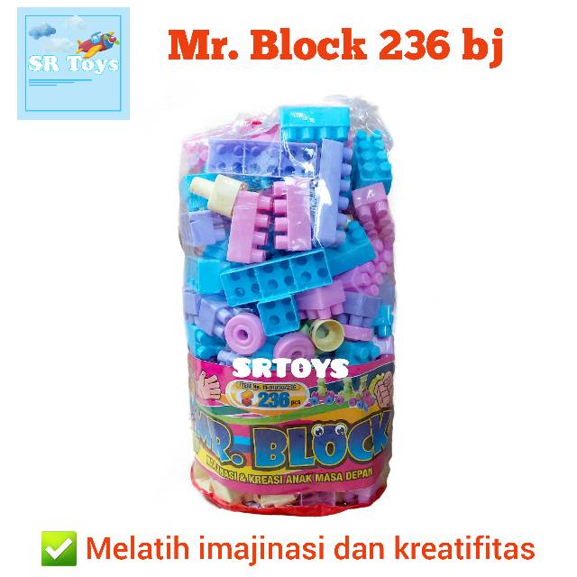 (ONGKIR 1KG) Mr. Block ORI 236 Blocks Bongkar Pasang Edukasi Mainan Anak