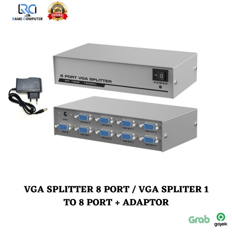 VGA SPLITTER 8 PORT / VGA SPLITER 1 TO 8 PORT + ADAPTOR