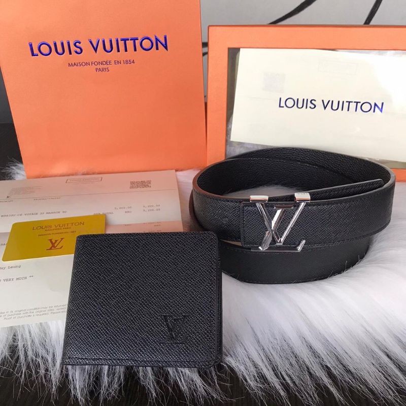 LOUIS VUITTON BELT AND WALLET WITH BOX ORIGINAL