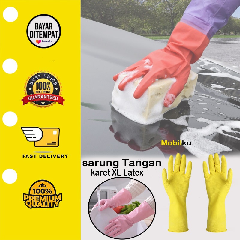 [BISA COD] sarung tangan CUCI karet XL Latex Panjang Bersih Bersih Anti Air 32cm mobil motor sepeda APD