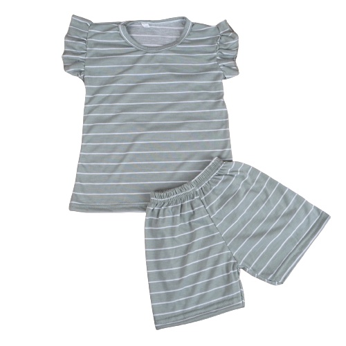 ZASKIYA - Setelan Anak Perempuan / Setelan Anak Ruffle Set Salur / Set Salur Ruffle Anak 1-4 thn