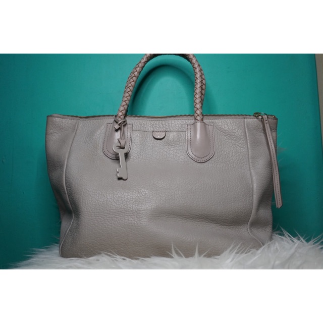 Preloved Fossil Sydney Shopper Handbag Grey - Tas Fossil original