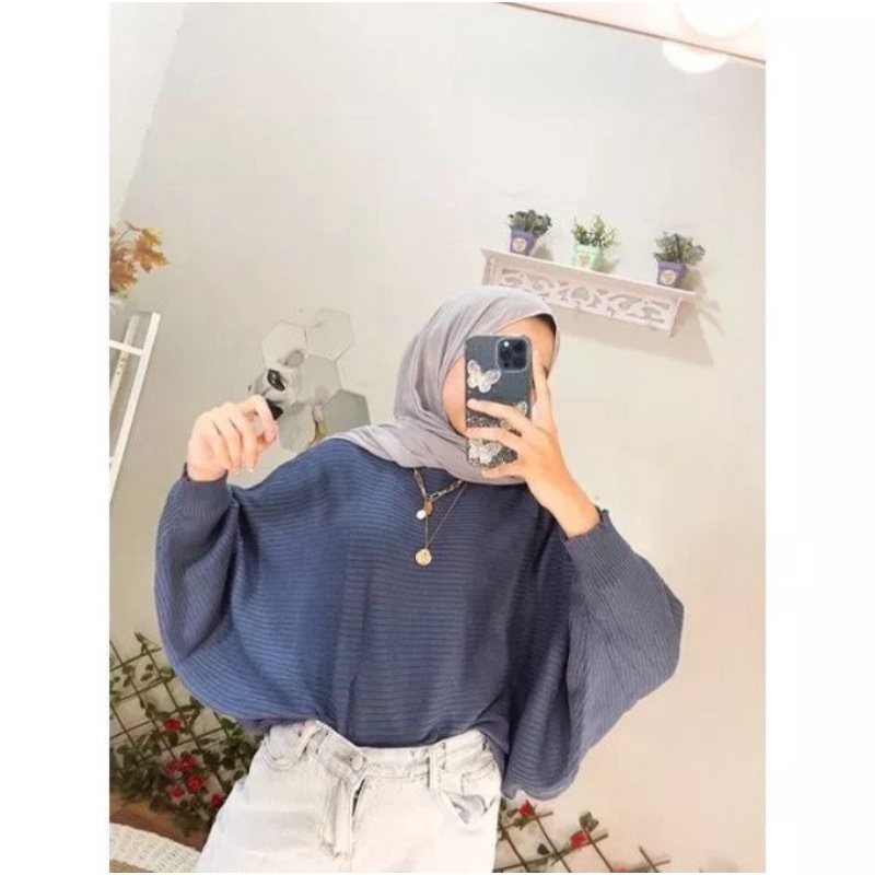 COD - Sweater Rajut Wanita Batwing / Rajut Batwing Kalong / New Best Seller Lasperal Blouse Rajut Ka