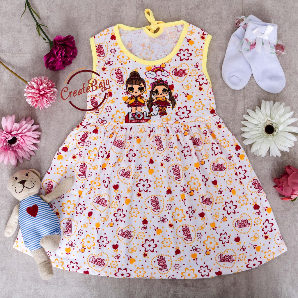 DASTER SINGLET ANAK CEWEK LOL LENGAN BUNTUNG S M L XL DRESS ANAK PEREMPUAN TERMURAH FASHION