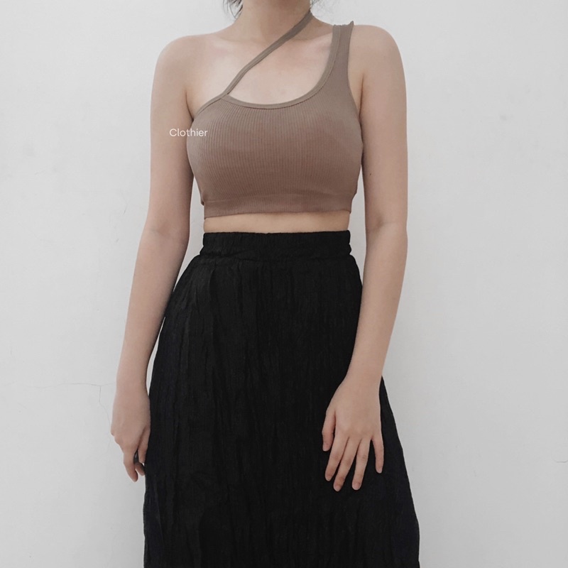 CLOTHIER - Aera Ribbed Tank | Asymmetric Sling Bralette