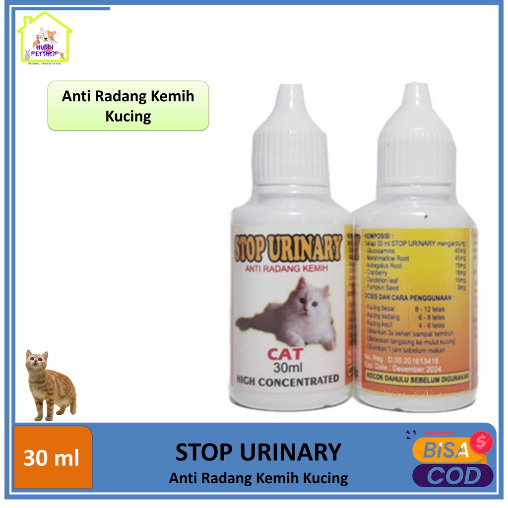 Stop Urinary 30 ml-ROLINE 10ml Obat Kucing Anti Radang Kemih Susah Buang Air Kecil Susah Pipis Cat 30ml