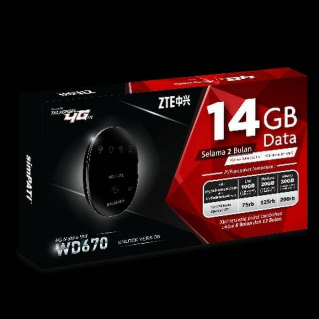 Mifi Router ZTE WD670 Speed  4G LTE Bundling Telkomsel 14GB (unlock)