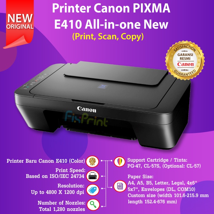 FixPrint Printer PIXMA E470 Wireless MG2570s / E410 Printer Scan Copy Print Inkjet All in One