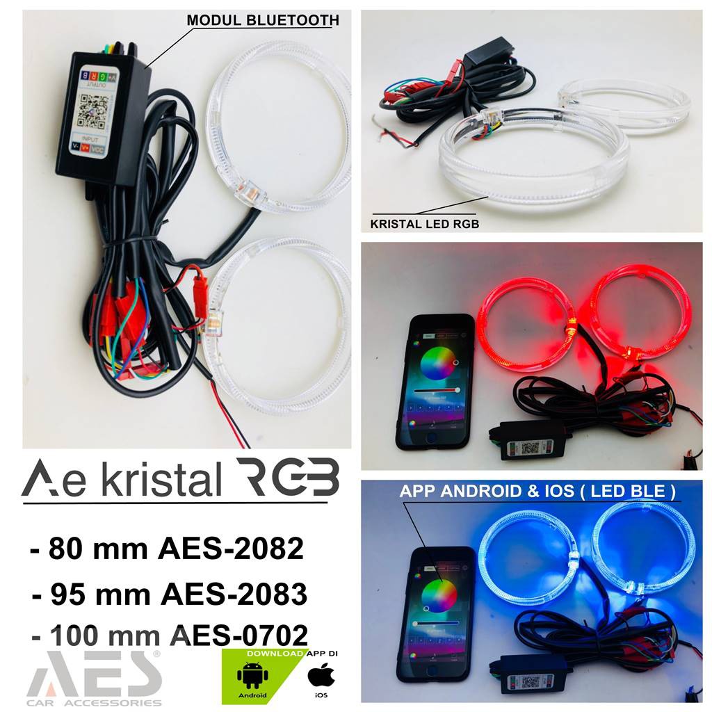 ANGEL EYE KRISTAL RGB 80 MM APP BLUETOOTH ANDROID IOS I HALO RING Ae Rgb MERK AES