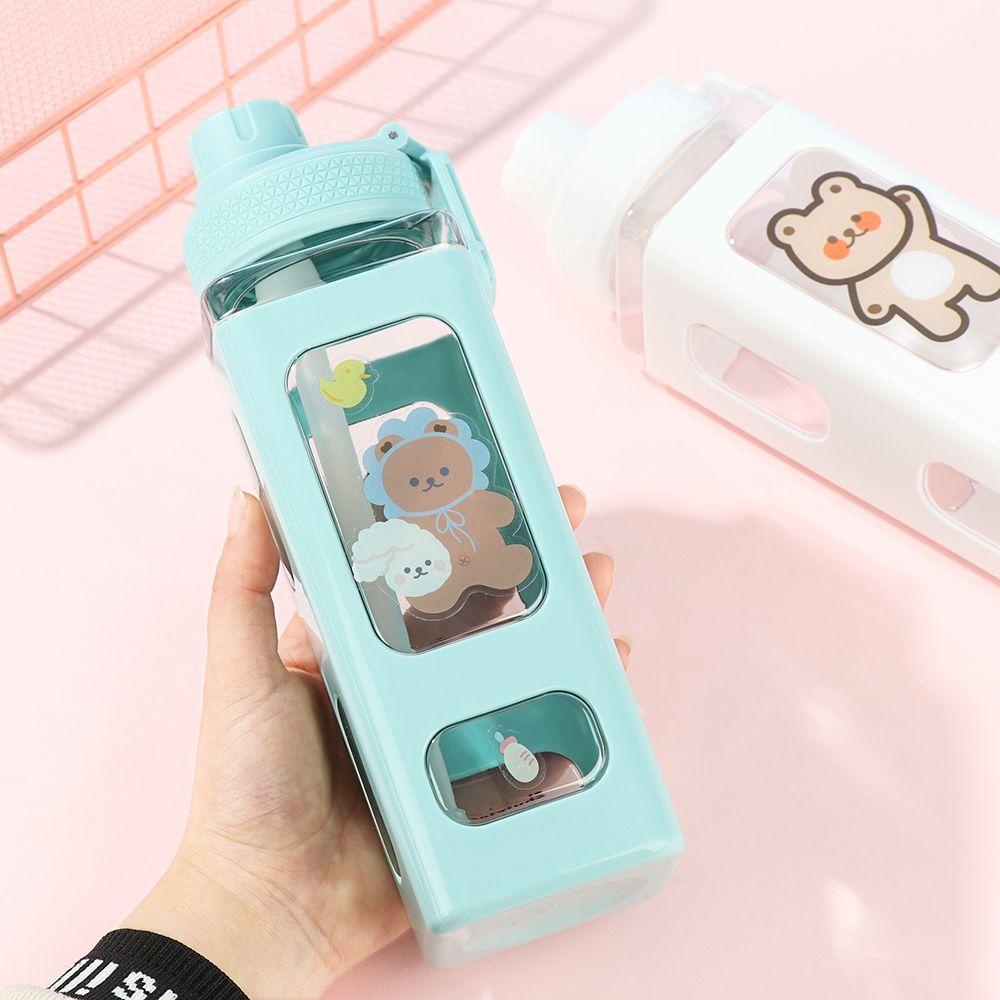 Suyo Botol Minum 700ML Motif Kartun Beruang 3D Dengan Sedotan Untuk Sekolah / Travel / Outdoor