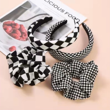 PREMIUM Bando Busa Set Kuncir Scrunchie Motif Premium - Korean Style