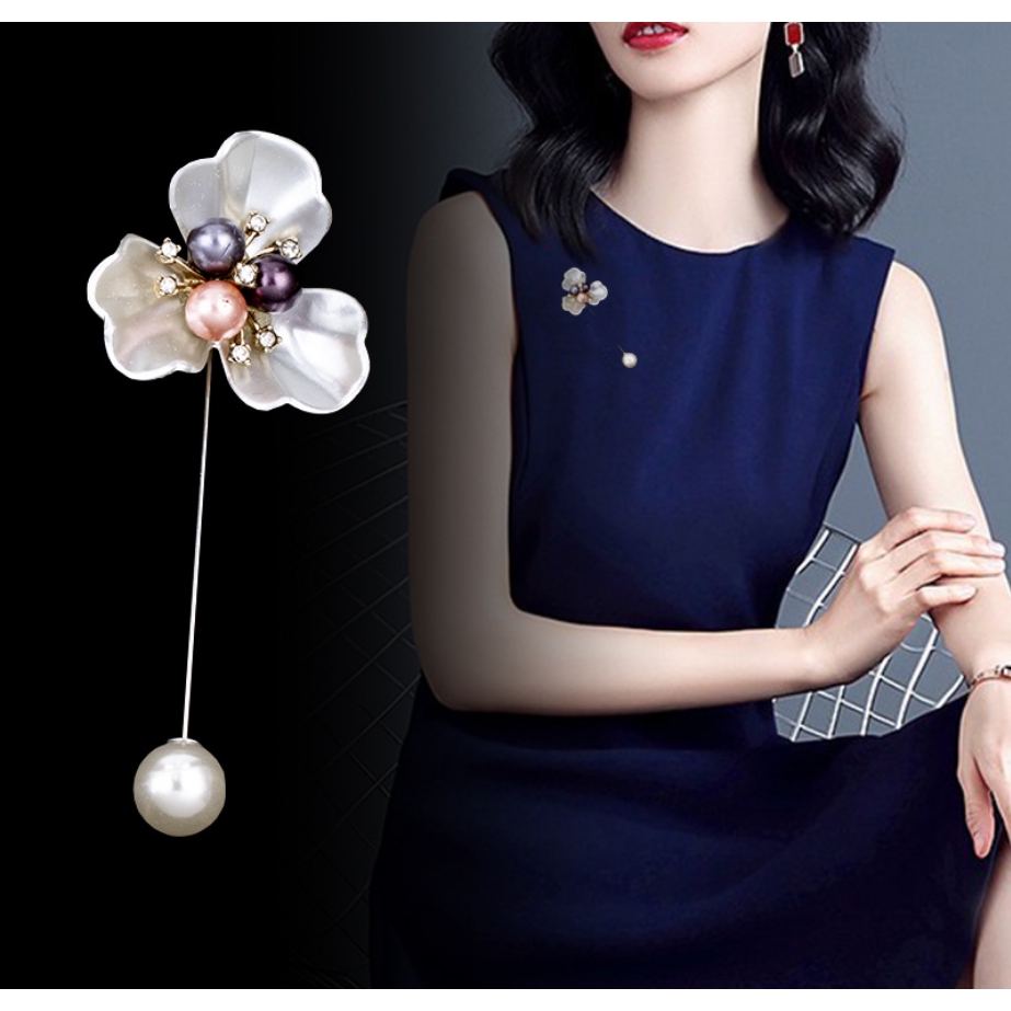 OSM - F511 Korea Bros Bunga / Brooch Mutiara / Bros Pin Untuk Sweater Cardigan Blazer Jilbab-3