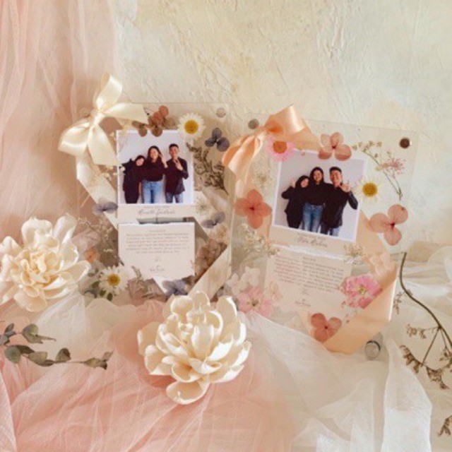 Pressed Flower Frame with photo ukuran 6R (15x20) Frame Bunga Pressed Dried Flowers Frame