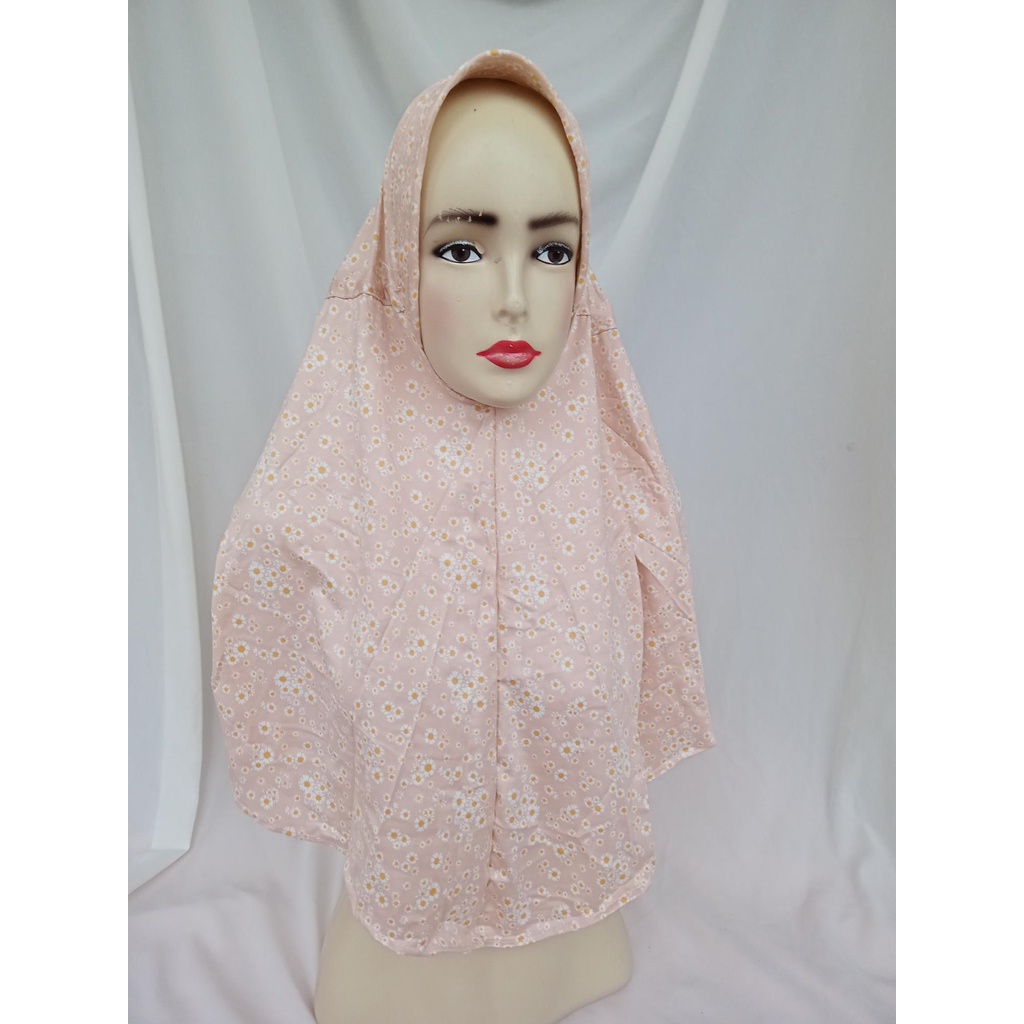 Kerudung bergo hijab jilbab instan serut pet motif bunga cerah pastel/oleh-oleh haji