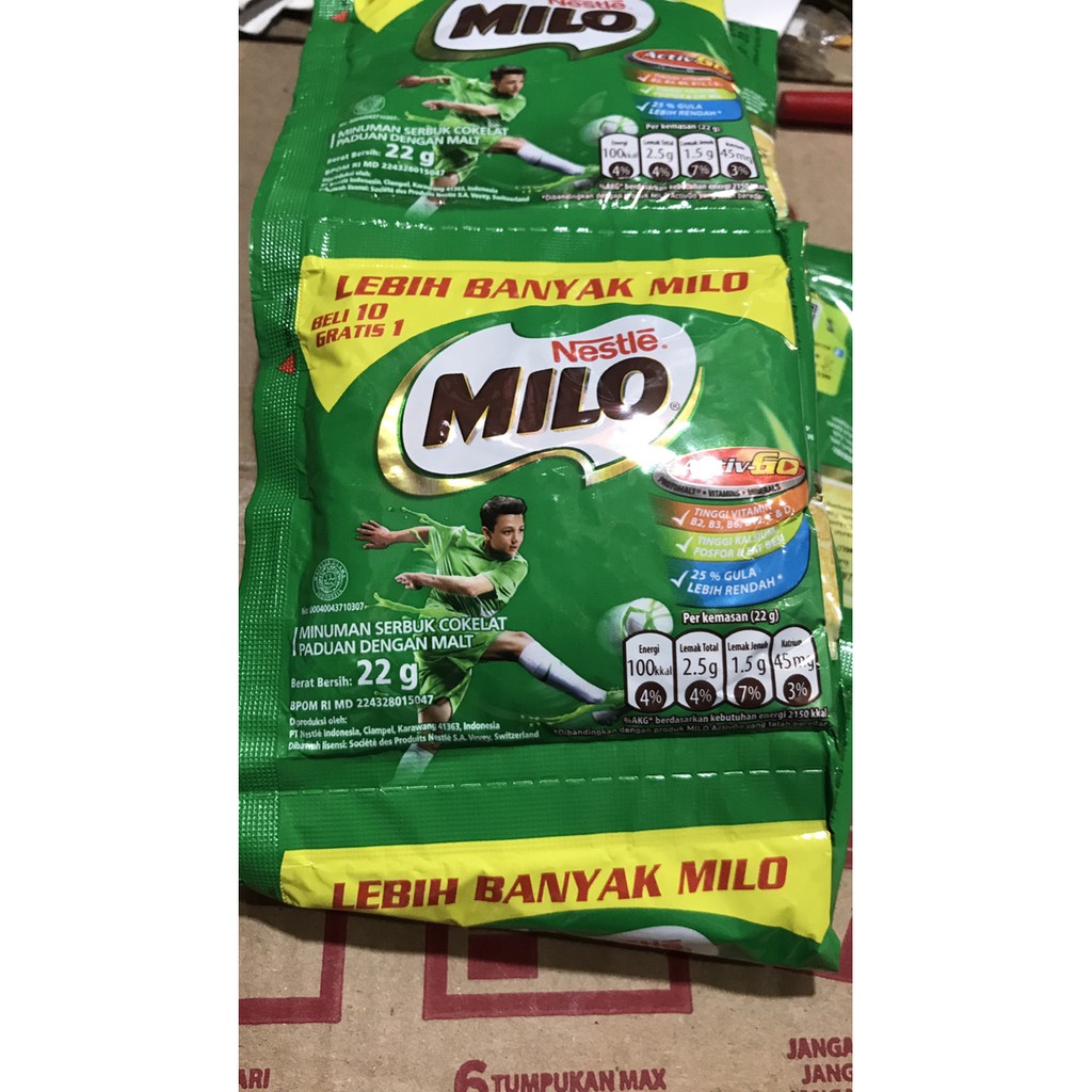 

Milo Sachet 1 Renceng / 11 Sachet @22gr / Renceng / Susu Nestle