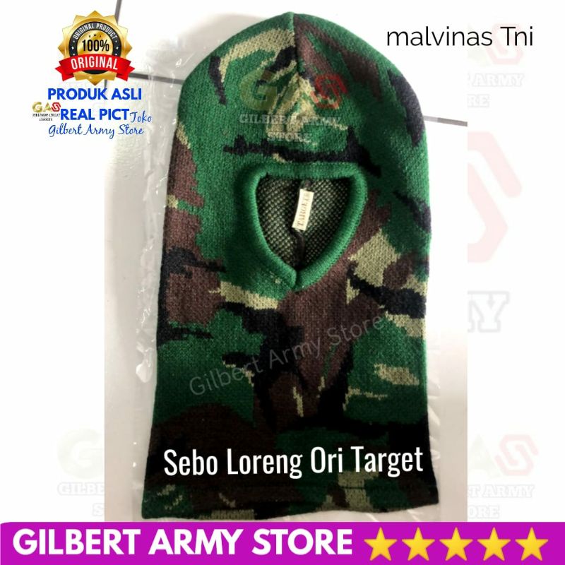 Gilbert Army Store Sebo Loreng Tni TARGET Asli Original Malvinas Rajut Grosir Penutup Kepala Muka Dingin Adventure Camping