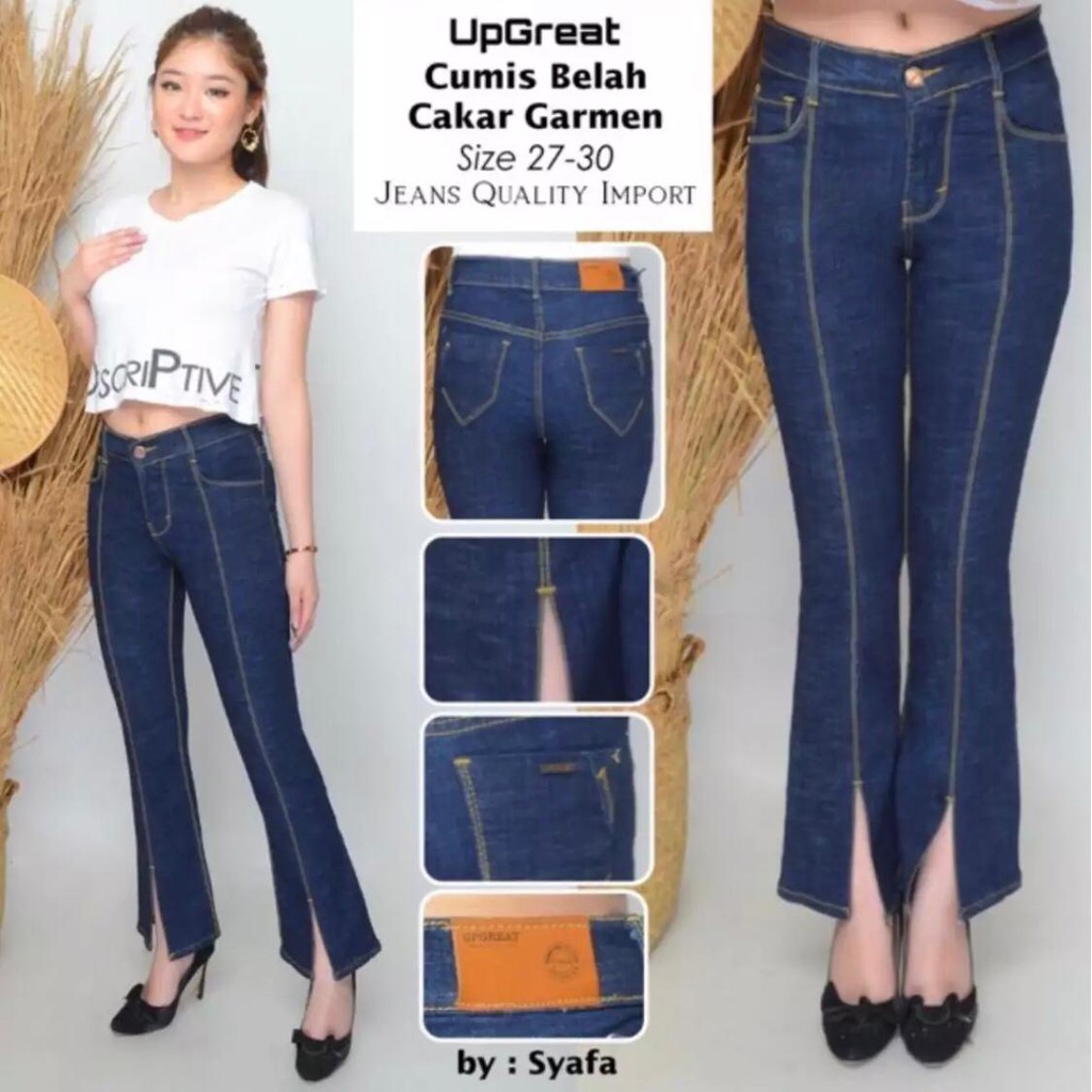 Celana Panjang Jeans Wanita Cutbray Belah UpGreat 27-30 31-34 Bisa Bayar Ditempat(COD)