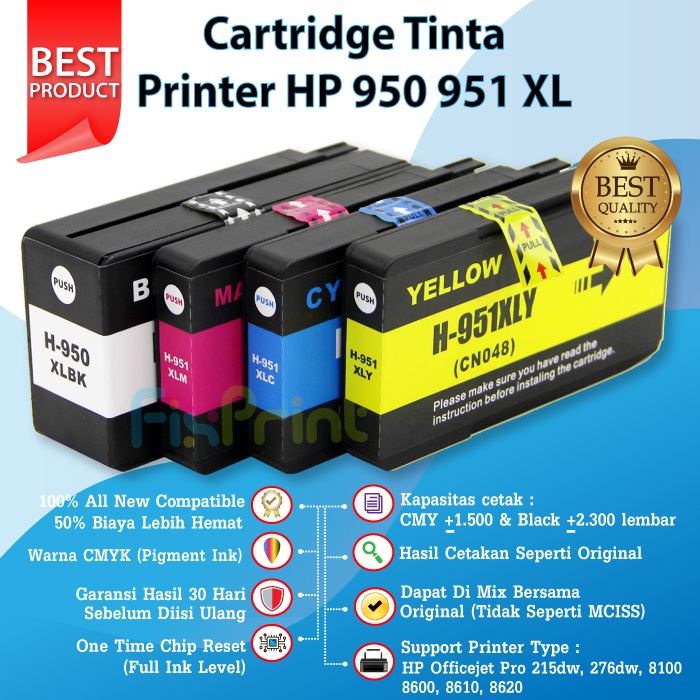 Tinta Cartridge Compatible 950 951 XL 950XL 951XL Ink HP 8100 8600 8610 8620 215dw 276dw Multifuncion