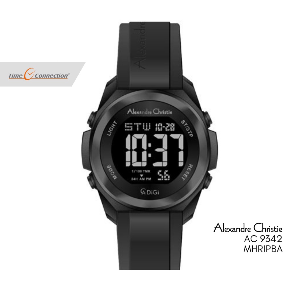 Alexandre Christie AC 9342 MHRIPBA Full Hitam Original / Jam Tangan Pria Wanita Digital Karet / Blac
