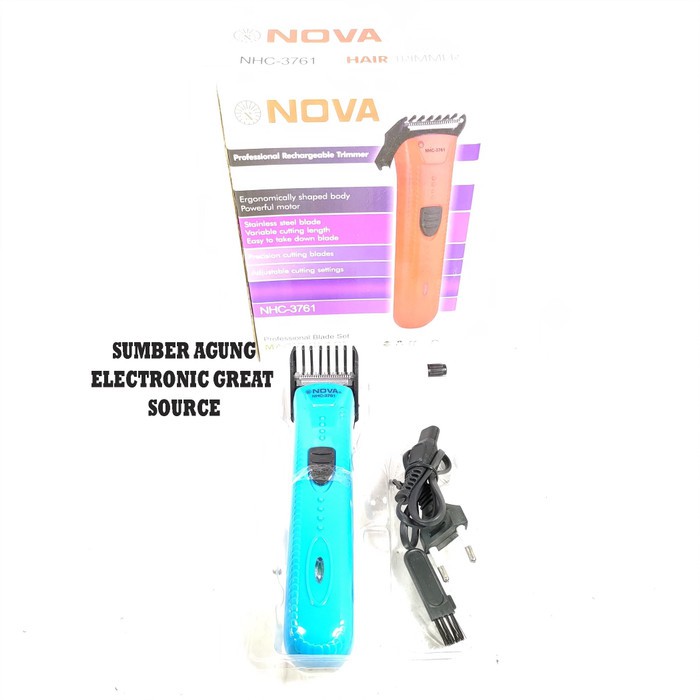 Nova NHC3761 Clipper Charge Cliper Cukur Rambut Portable Ringan Trimme