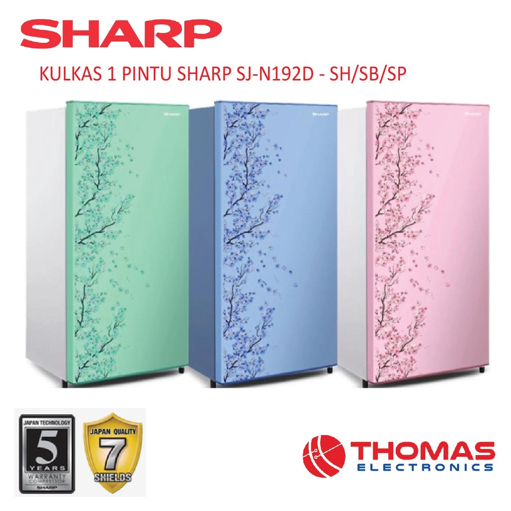 Kulkas 1 Pintu Sharp SJ N 192 D SH SB SP Kulkas Satu Pintu 184 liter SJ-N 192 D - SH/SB/SP Garansi R
