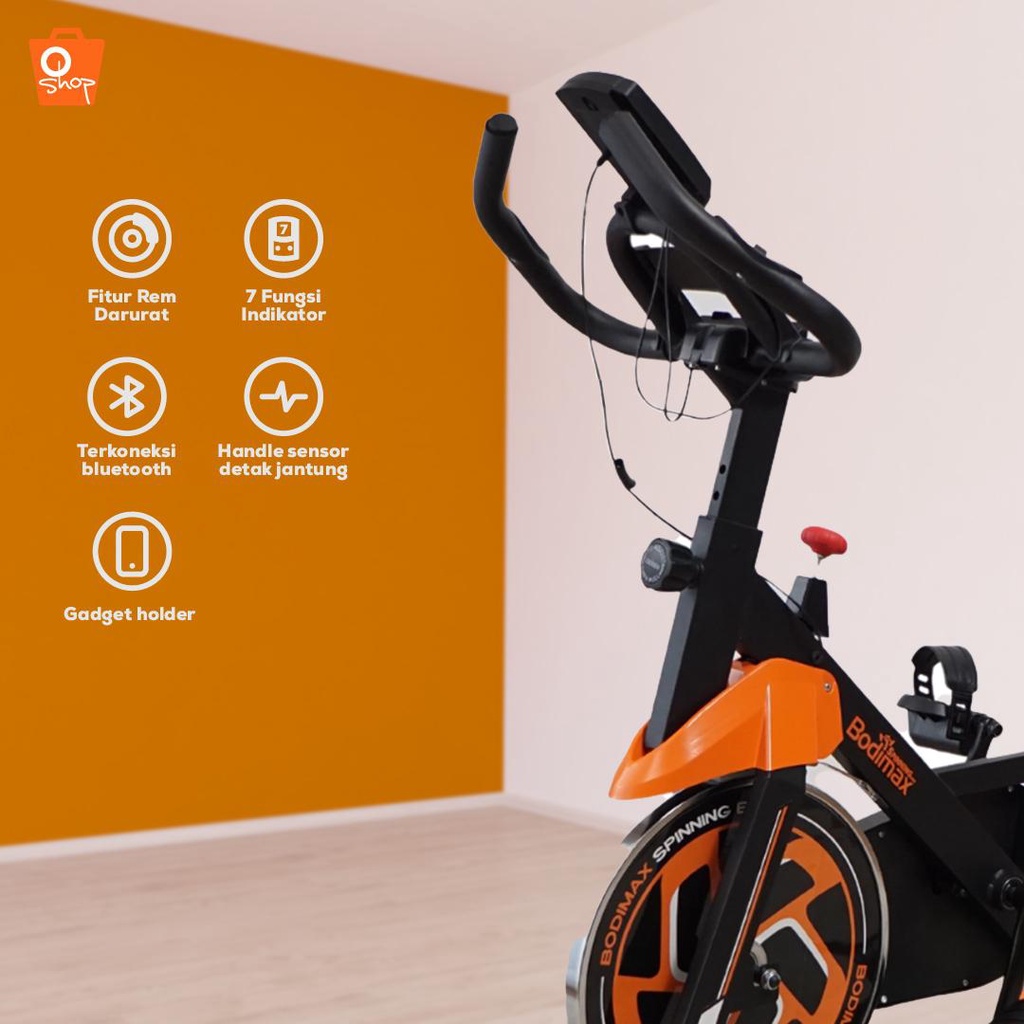 Oshop - Bodimax Spinning Bike Premium - Black Dope - Orange