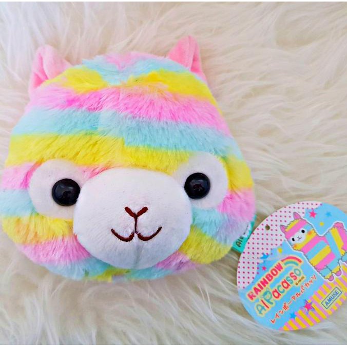 Gantungan Kunci Keychain Unik Boneka Alpaca Rainbow Plushie Unicorn