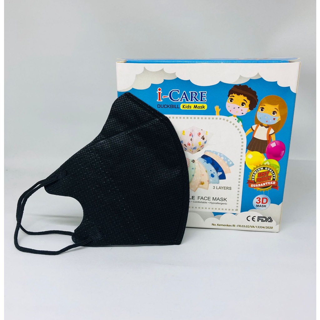 Masker ANAK DUCKBILL 3ply motif kids earloop 3 lapis i-Care