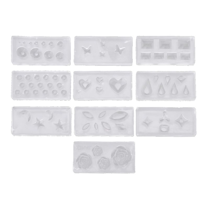 Siy 10pcs Cetakan Silikon Bentuk Daunbunga Untuk Nail Art Uv Gel Akrilik Diy