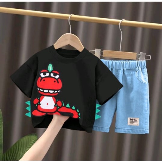 COD setelan baju bayi anak motif dinosaurus merah size 1-5 tahun bahan katun premium terbaru terlaris/ setelan baju bayi anak laki laki/ setelan baju bayi anak perempuan/ setelan baju bayi anak cowo/ setelan terbaru baju bayi anak motif dino