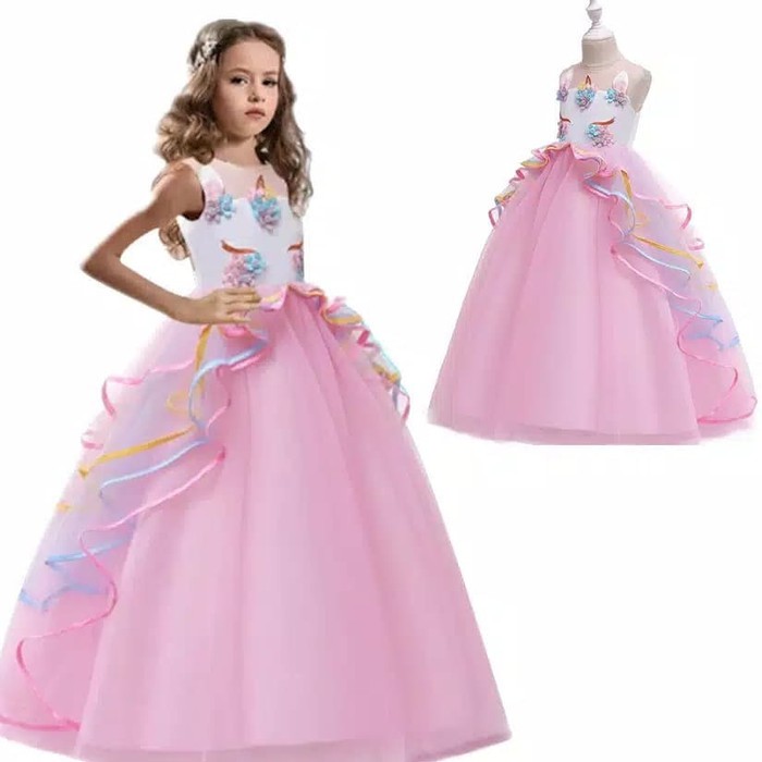 TBI Kostum Anak Unicorn Baju Pesta Dress Tutu Disney Princess Costume