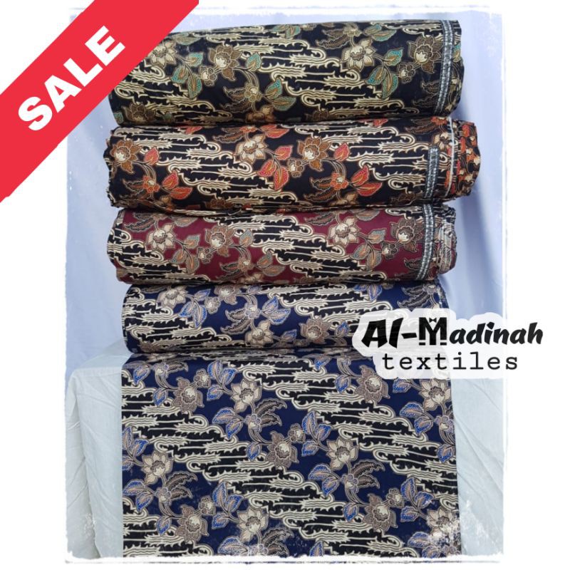KAIN BATIK KATUN METERAN MOTIF DAUN REJENG PARANG KOMBINASI BUNGA KUALITAS PREMIUM // KTN-04