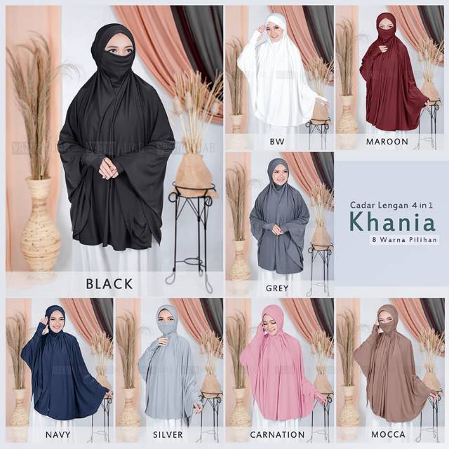 Khimar Syar’i Cadar Lengan Khania 4in1