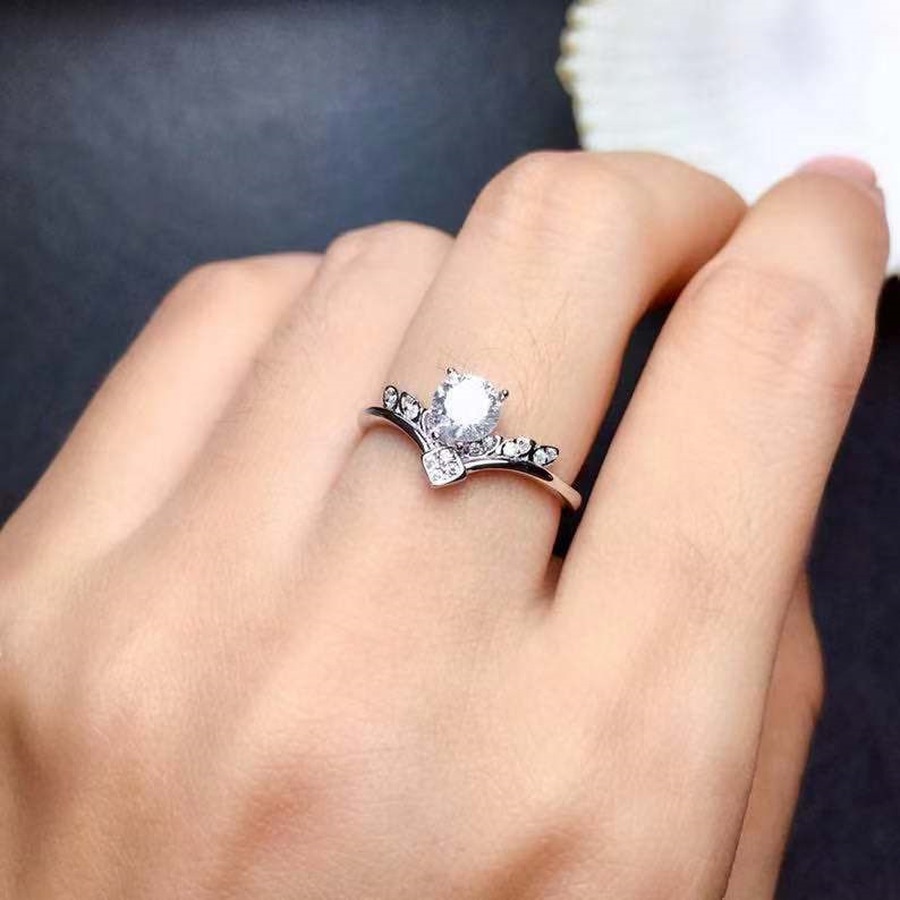 Berlian Mahkota Cincin Titanium Wanita Kristal Fashion 925 Perak Sterling Pertunangan Pernikahan Rings