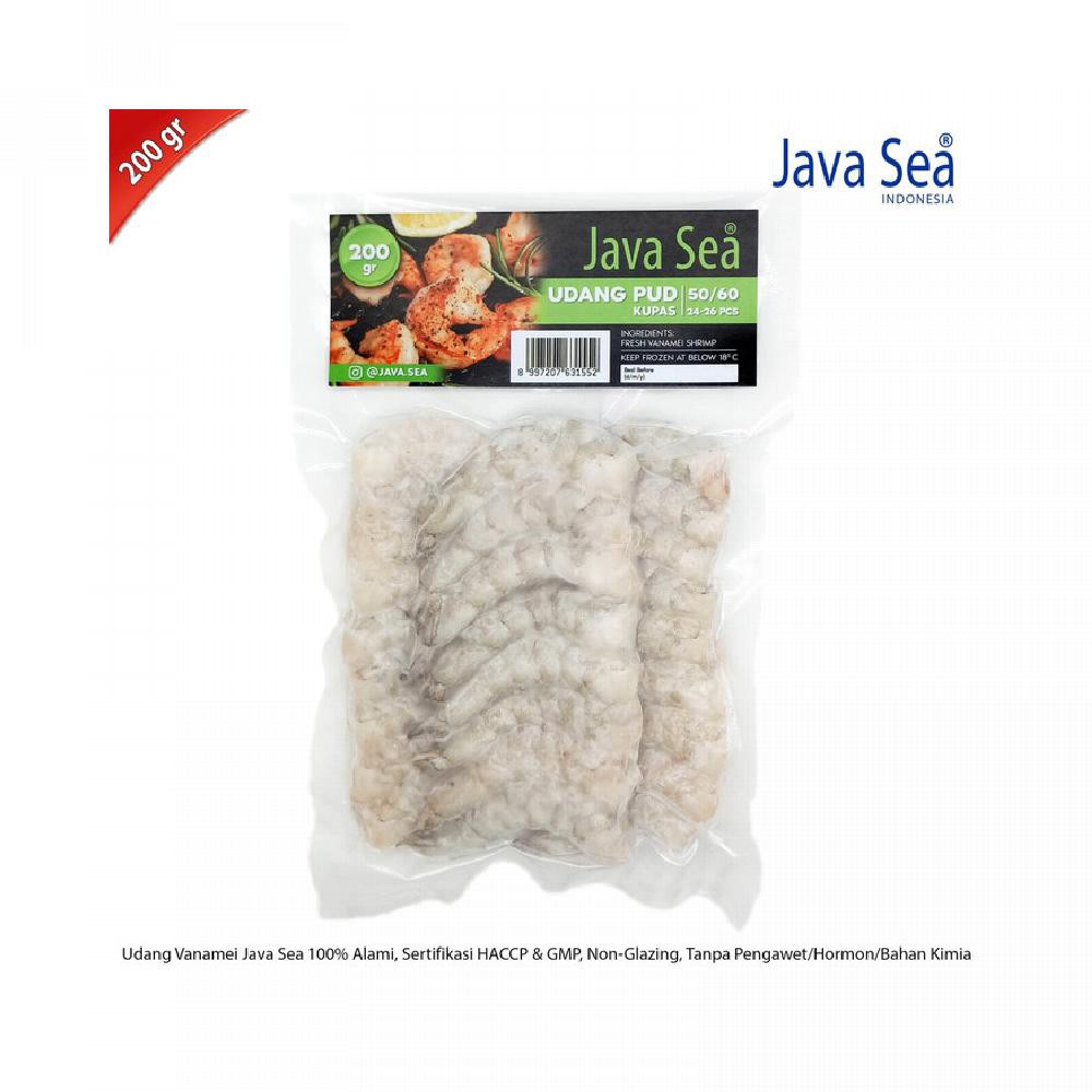 

JAVA SEA Udang Vanamei Beku Kupas PUD 50 60 200gr